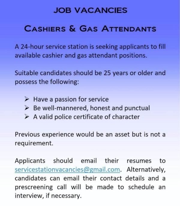 Barbados Vacancy Cashiers & Gas Attendants St Lucia Business Online
